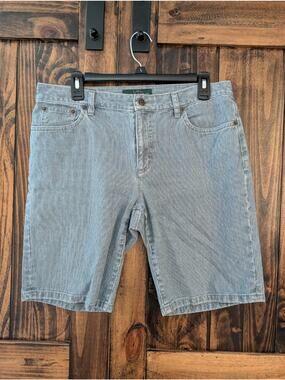 Lauren Ralph Lauren Womens Sz 8 Pinstriped Denim Bermuda Shorts EUC